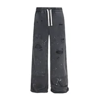 Jiayi Library Men's  New Arrival Waste Earth Style American Style Retro Hole-Rapped Washed Pants Hangling Sense Straight Casual Pants sku image 2