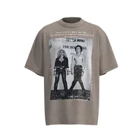 Jiayiku Men's  Summer New American Street Fashion Brand Washed Tee T-shirt Character Printed T-shirt For Men sku image 3