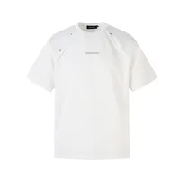 Jiayiku Men's  Summer New American Street Fashion Brand Rivet Design Solid Color All-match Short-sleeved T-shirt For Men main image 1