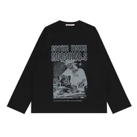 Jiayiku Men's  Summer American Street Fashion Brand Base Shirt New Rock Character Printed T-shirt Long Sleeve sku image 3