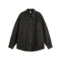 Jiayi Library Men's  Spring New American Retro Cleanfit Inkjet Plaid Shirt Lazy Style Shirt main image 3