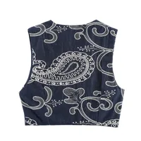 European Style Embroidered Short Vest Top And Skirt Pants Set Women's Fashion Casual Outfit High Street Style No Sleeve main image 4