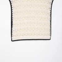 Elegant Knitted Mesh Vest  Style Solid Color Pattern Short Length Slim Fit Women's Fashion Top Trendy Item main image 5