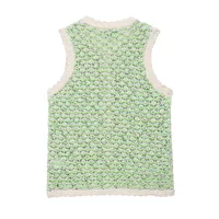 Fashionable Texture Knitted Women's Top European Style Round Neck Vest Pullover Single Button Closure Polyester Blend Regular Fit main image 3
