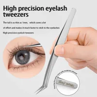 Solid Color Stainless Steel Eyelash Tweezers main image 2