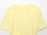 Ladies Basic Floral Pattern T-shirt Fashionable Casual Wear Polyester Fabric Round Neck Short Sleeve Comfortable Summer Top main image 5