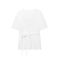 Ladies Basic Floral Pattern T-shirt Fashionable Casual Wear Polyester Fabric Round Neck Short Sleeve Comfortable Summer Top sku image 1