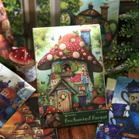 1 Set Cartoon House Mushroom School Paper Cartoon Style Retro Artistic Card main image 1