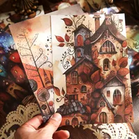 1 Set Cartoon House Mushroom School Paper Cartoon Style Retro Artistic Card main image 4