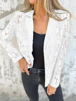 Fashion Casual Solid Color Lace Shirt Women's Suit European Style Spring And Summer New Elegant Commuter Style Design sku image 10