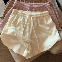 Men's High Waist Women's Fitness Shorts Casual Sports Loose Wide Leg Summer New Plaid Pattern Polyester Elastic Waist sku image 20