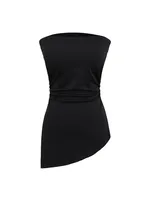 Women's Trendy Casual Comfortable Strapless Top Slant Hem Short Style Polyester Fabric Travel And Date Suitable High Street Style sku image 6