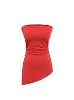 Women's Trendy Casual Comfortable Strapless Top Slant Hem Short Style Polyester Fabric Travel And Date Suitable High Street Style sku image 8