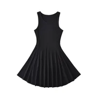 Ladies Basic Style Dress Suitable For Various Occasions Simple And Elegant Design Pure Color Weekend And Lawn Polyester Fabric Sleeveless Knee-Length Casual And Holiday Style Summer Regular Fit Slim Waist Mid Waist sku image 5
