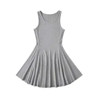 Ladies Basic Style Dress Suitable For Various Occasions Simple And Elegant Design Pure Color Weekend And Lawn Polyester Fabric Sleeveless Knee-Length Casual And Holiday Style Summer Regular Fit Slim Waist Mid Waist main image 4