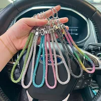 1 Piece Solid Color Rhinestone Unisex Bag Pendant Keychain main image 1