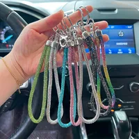 1 Piece Solid Color Rhinestone Unisex Bag Pendant Keychain main image 2