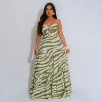 Women's Strap Dress Vacation Classic Style Strap Sleeveless Stripe Maxi Long Dress Holiday Travel main image 2