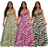 Women's Strap Dress Vacation Classic Style Strap Sleeveless Stripe Maxi Long Dress Holiday Travel main image 1
