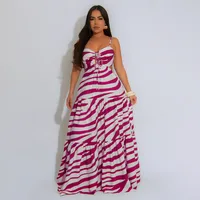 Women's Strap Dress Vacation Classic Style Strap Sleeveless Stripe Maxi Long Dress Holiday Travel main image 4