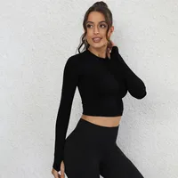 Sport Style Solid Color Nylon Spandex Round Neck Active Tops T-shirt sku image 1