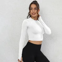 Sport Style Solid Color Nylon Spandex Round Neck Active Tops T-shirt sku image 5