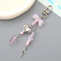 1 Piece Lady Romantic Sweet Heart Shape Bow Knot Beaded Acrylic Beaded Bag Pendant Keychain main image 4