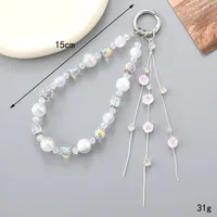 1 Piece Elegant Lady Flower Beaded Beaded Bag Pendant Mobile Phone Chain Keychain main image 2