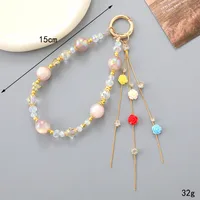 1 Piece Elegant Lady Flower Beaded Beaded Bag Pendant Mobile Phone Chain Keychain main image 3