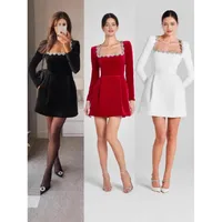 Women's Party Dress Romantic Collarless Long Sleeve Solid Color Short Mini Dress Date main image 1