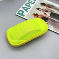 Cute Cartoon Car Children Sunglasses Sunglasses Glasses Box Portable Stationery Storage Box Color Zipper Box sku image 3