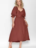 Fashion Solid Color French Dress Elegant Square Collar Trumpet Sleeve A- Line Skirt Strap Front And Back Wear Mid-length Skirt main image 2