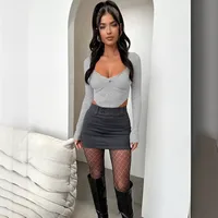 Designed Autumn New Hot Girl T-shirt Sweater Thread Bm Top Hot Girl Sexy V-neck Long-sleeved Shirt Y2g Inner Wear main image 4