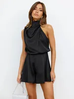 Summer  Women's Sleeveless Wide Leg Jumpsuit Fashion Elegant High-end Slim High Collar Jumpsuit Women sku image 12