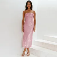 Autumn Popular Sequin Dress  Women's Tube Top Bridesmaid Dress Hot Girl Sequined Dress sku image 10