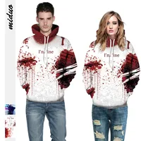 Explosions Halloween Blood Drops Digital Printing Hooded Sweater  Large Size Couple Jacket Hooded main image 1