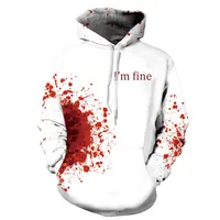 Explosions Halloween Blood Drops Digital Printing Hooded Sweater  Large Size Couple Jacket Hooded sku image 3