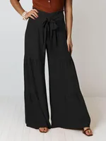Factory Direct Sales Plain Fashion  Summer New Women's Clothing Fashion Casual Pleated Wide Leg Trousers Loose Pants main image 2