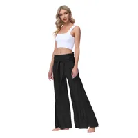 Factory Direct Sales Plain Fashion  Summer New Women's Clothing Fashion Casual Pleated Wide Leg Trousers Loose Pants sku image 2