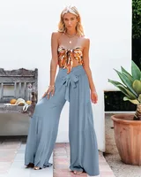 Factory Direct Sales Plain Fashion  Summer New Women's Clothing Fashion Casual Pleated Wide Leg Trousers Loose Pants sku image 20