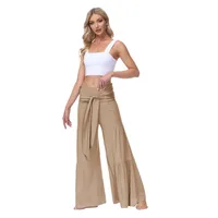 Factory Direct Sales Plain Fashion  Summer New Women's Clothing Fashion Casual Pleated Wide Leg Trousers Loose Pants sku image 9