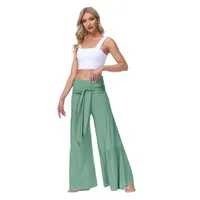 Factory Direct Sales Plain Fashion  Summer New Women's Clothing Fashion Casual Pleated Wide Leg Trousers Loose Pants sku image 13