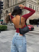 High-end Women's Clothing New  Sexy Spice Backless Base T-Shirt Long-sleeved Slim-fit Y2K Top For Outer Wear main image 4