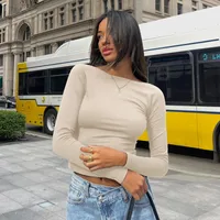 High-end Women's Clothing New  Sexy Spice Backless Base T-Shirt Long-sleeved Slim-fit Y2K Top For Outer Wear sku image 5