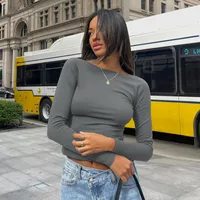 High-end Women's Clothing New  Sexy Spice Backless Base T-Shirt Long-sleeved Slim-fit Y2K Top For Outer Wear sku image 16