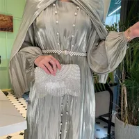 Foreign Trade Women's Muslim Clothing Streamline Yarn Three-piece Set Explosions Dress Robe Abaya main image 2