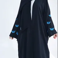 Embroidered Butterfly Cardigan Dress Women's Robe Jacket Bat Sleeve Solid Color Loose main image 1