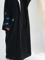 Embroidered Butterfly Cardigan Dress Women's Robe Jacket Bat Sleeve Solid Color Loose sku image 15