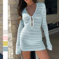 Women's Sheath Dress Casual Sexy V Neck Long Sleeve Solid Color Short Mini Dress Holiday Party Date main image 1