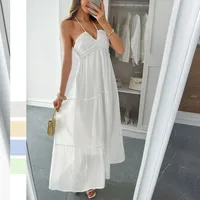 Women's Swing Dress Vacation Simple Style Halter Neck Sleeveless Solid Color Midi Dress Holiday Tea Party main image 1